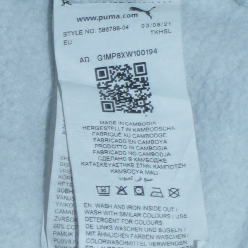 Puma Mens Grey Pullover Hoodie M Logo Fleece Sweatshirt