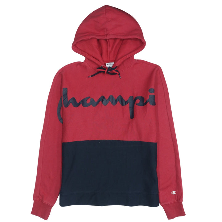 Champion Men's Red Pullover Hoodie Small Logo Graphic Cotton Blend