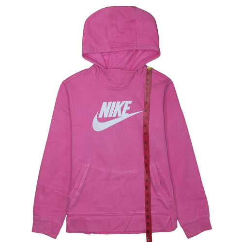 Nike Girls Pink Pullover Hoodie Sweatshirt Size 146 Fleece Logo Hooded