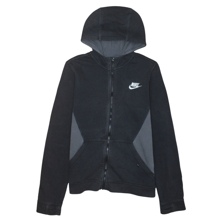 Nike Boys Black Full Zip Hoodie XL 158-170cm Fleece Sweatshirt