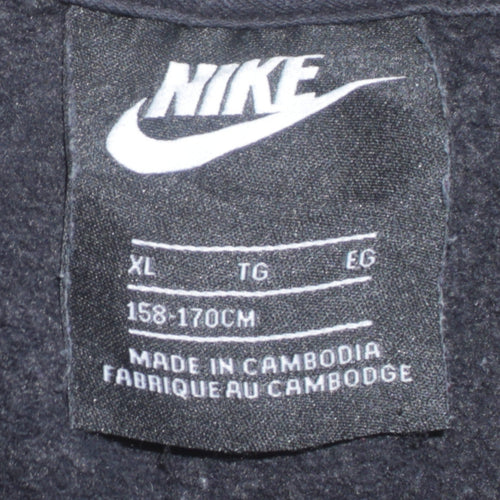 Nike Boys Black Full Zip Hoodie XL 158-170cm Fleece Sweatshirt