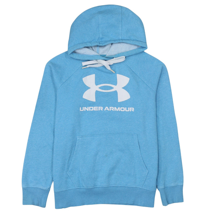 Under Armour Women Blue Pullover Hoodie Small Cotton Blend Logo