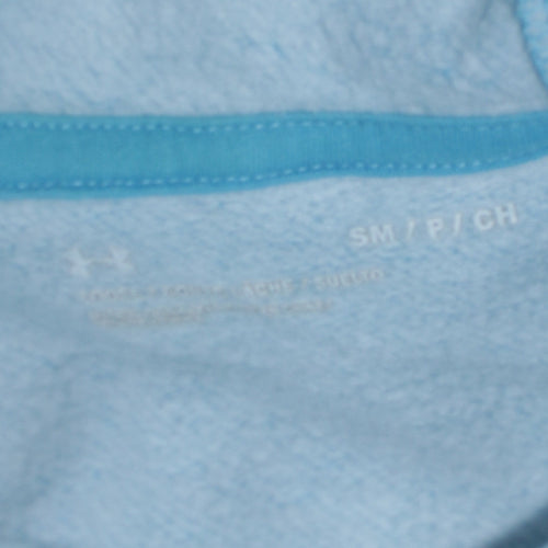 Under Armour Women Blue Pullover Hoodie Small Cotton Blend Logo