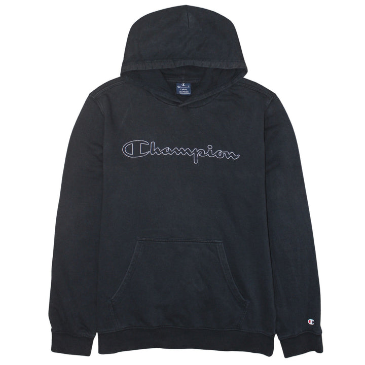 Champion Men's Black Pullover Hoodie Size L Sports Fleece Sweatshirt