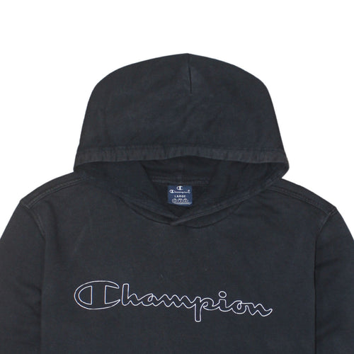 Champion Men's Black Pullover Hoodie Size L Sports Fleece Sweatshirt