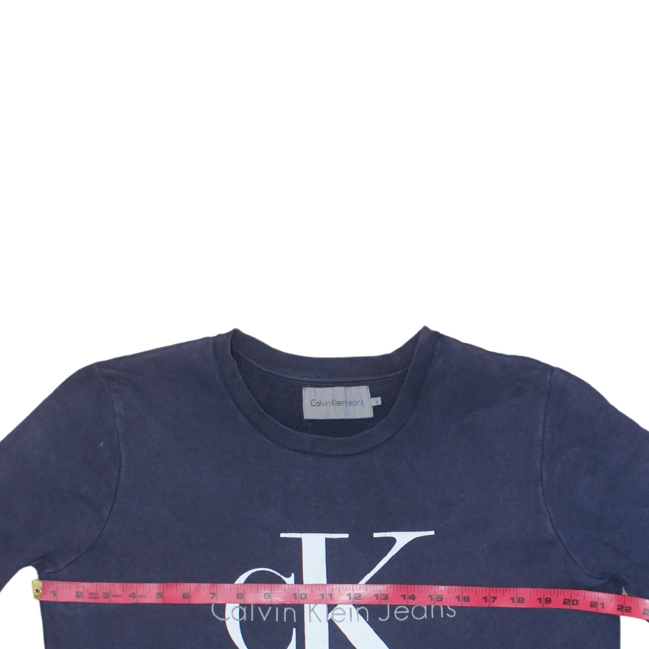 Calvin Klein Jeans Men's Blue Logo Sweatshirt L Pullover Cotton