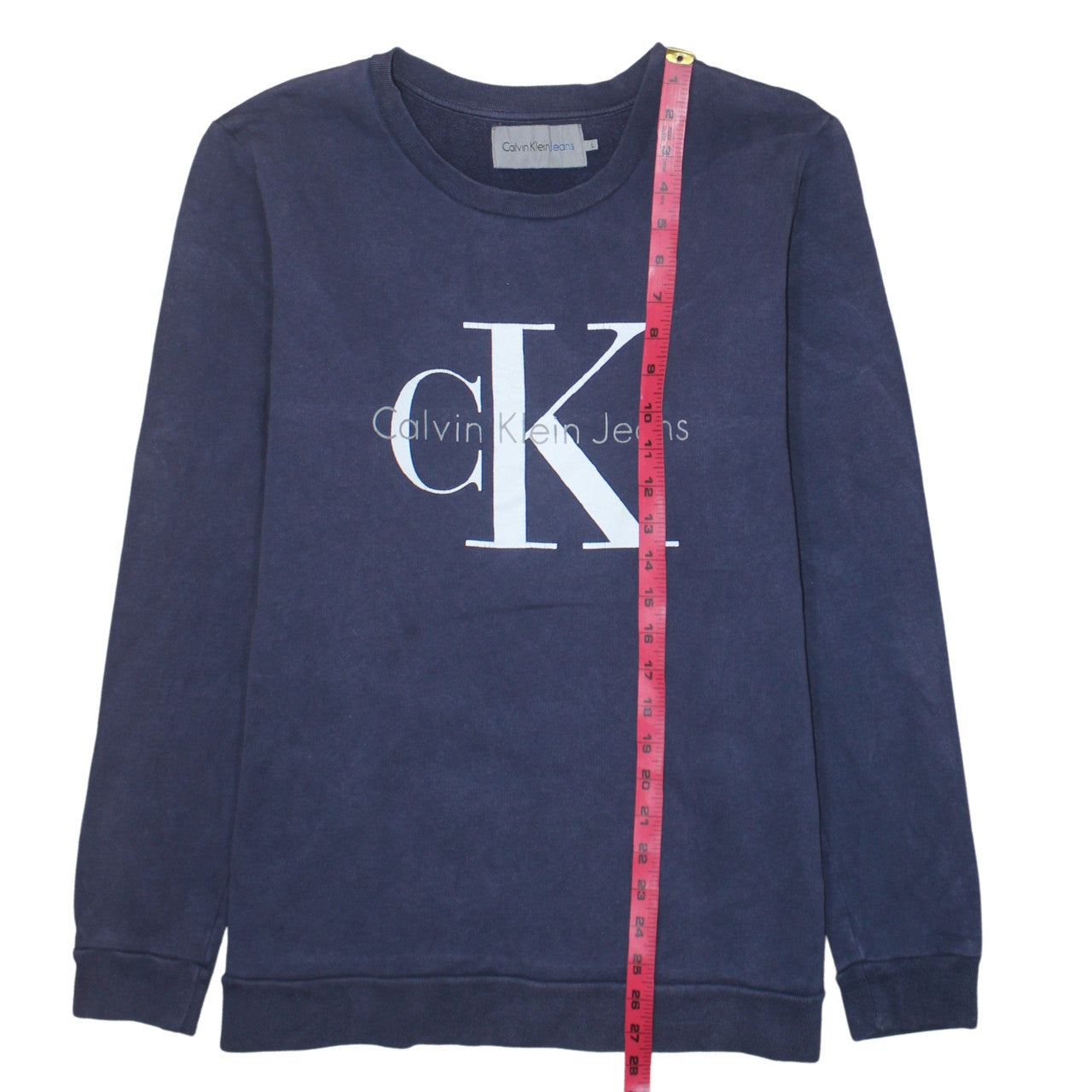 Calvin Klein Jeans Men's Blue Logo Sweatshirt L Pullover Cotton