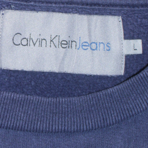 Calvin Klein Jeans Men's Blue Logo Sweatshirt L Pullover Cotton