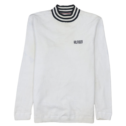 Tommy Hilfiger Men's White Mock Neck Cotton Pullover Jumper L