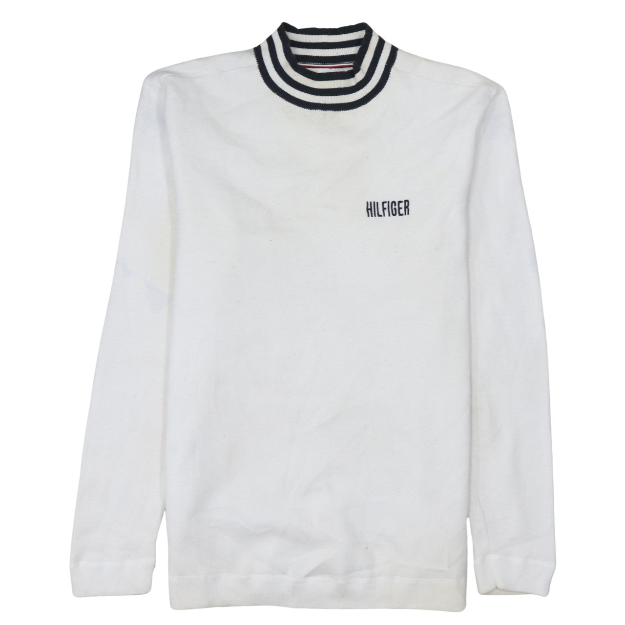 Tommy Hilfiger Men's White Mock Neck Cotton Pullover Jumper L