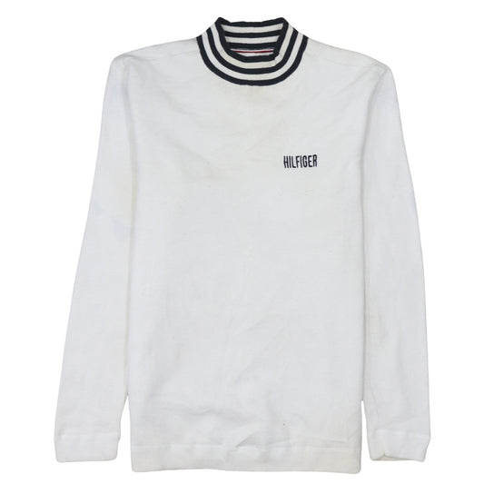 Tommy Hilfiger Men's White Mock Neck Cotton Pullover Jumper L