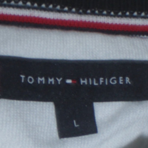 Tommy Hilfiger Men's White Mock Neck Cotton Pullover Jumper L