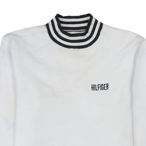 Tommy Hilfiger Men's White Mock Neck Cotton Pullover Jumper L
