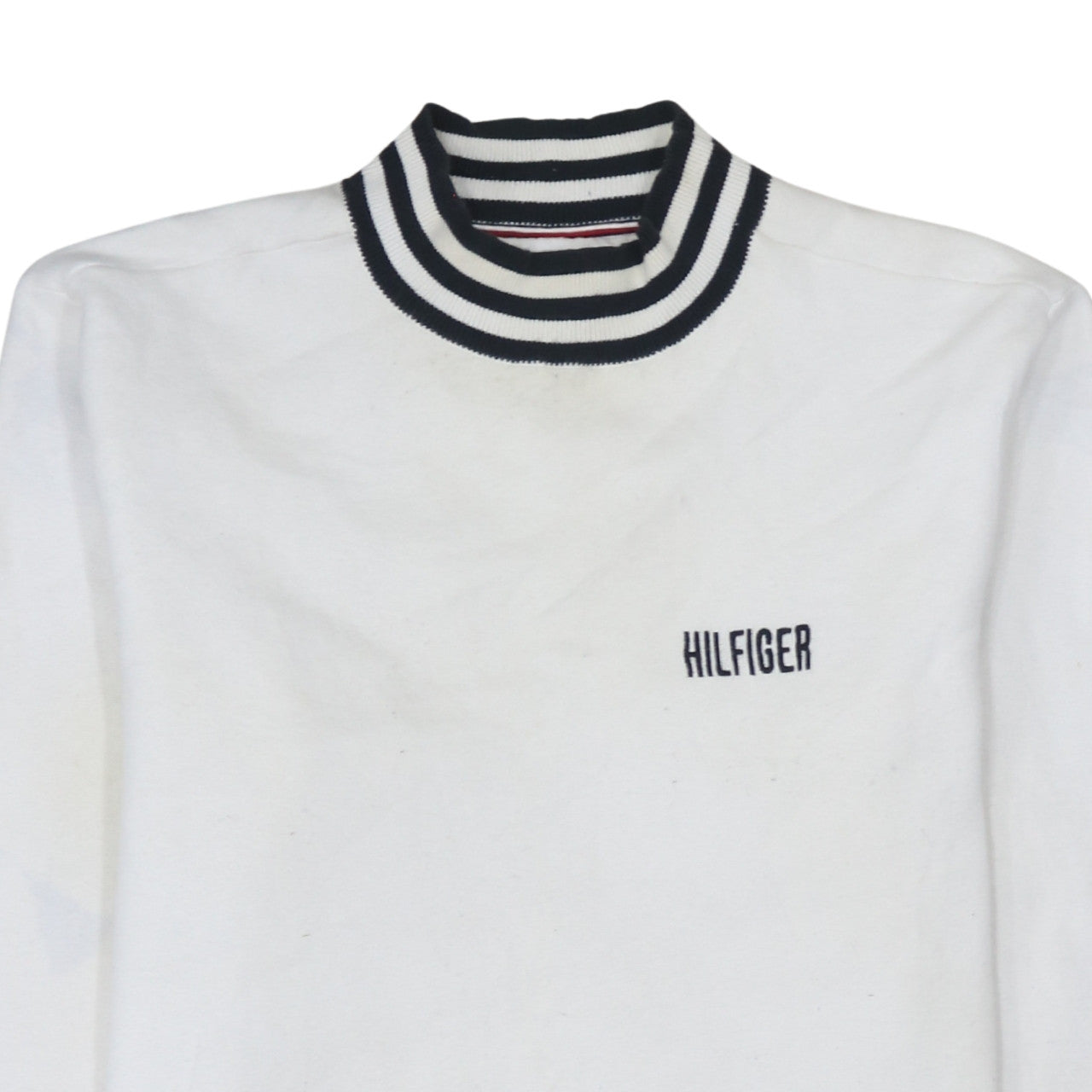 Tommy Hilfiger Men's White Mock Neck Cotton Pullover Jumper L