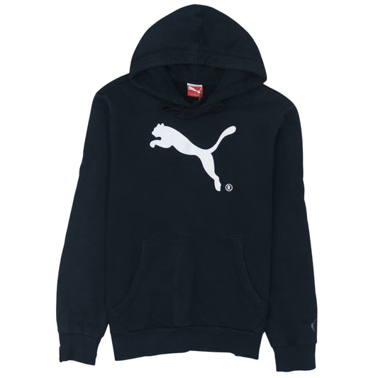 Puma Women's Black Pullover Hoodie Small Cotton Blend Logo Sweatshirt