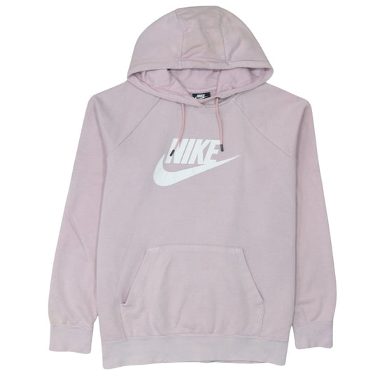 Nike Women’s Pink Pullover Hoodie L Logo Print Cotton Blend
