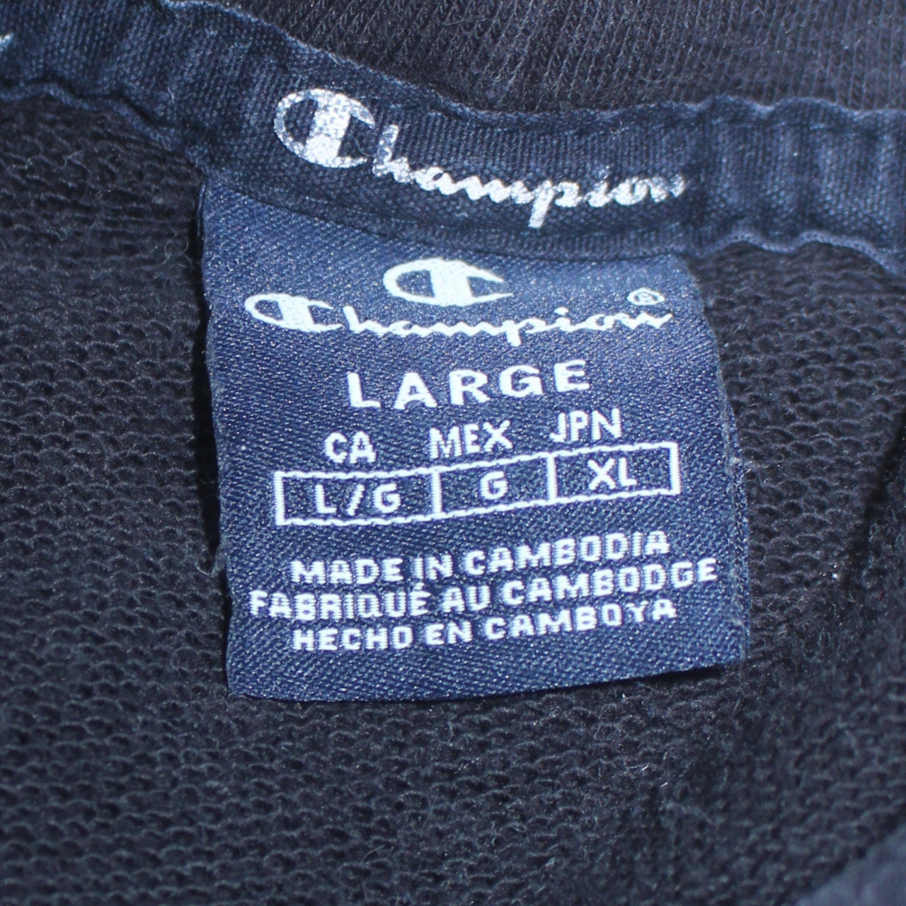 Champion Men’s Black Pullover Hoodie Large Logo Fleece Sweatshirt
