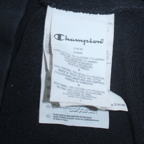 Champion Men’s Black Pullover Hoodie Large Logo Fleece Sweatshirt
