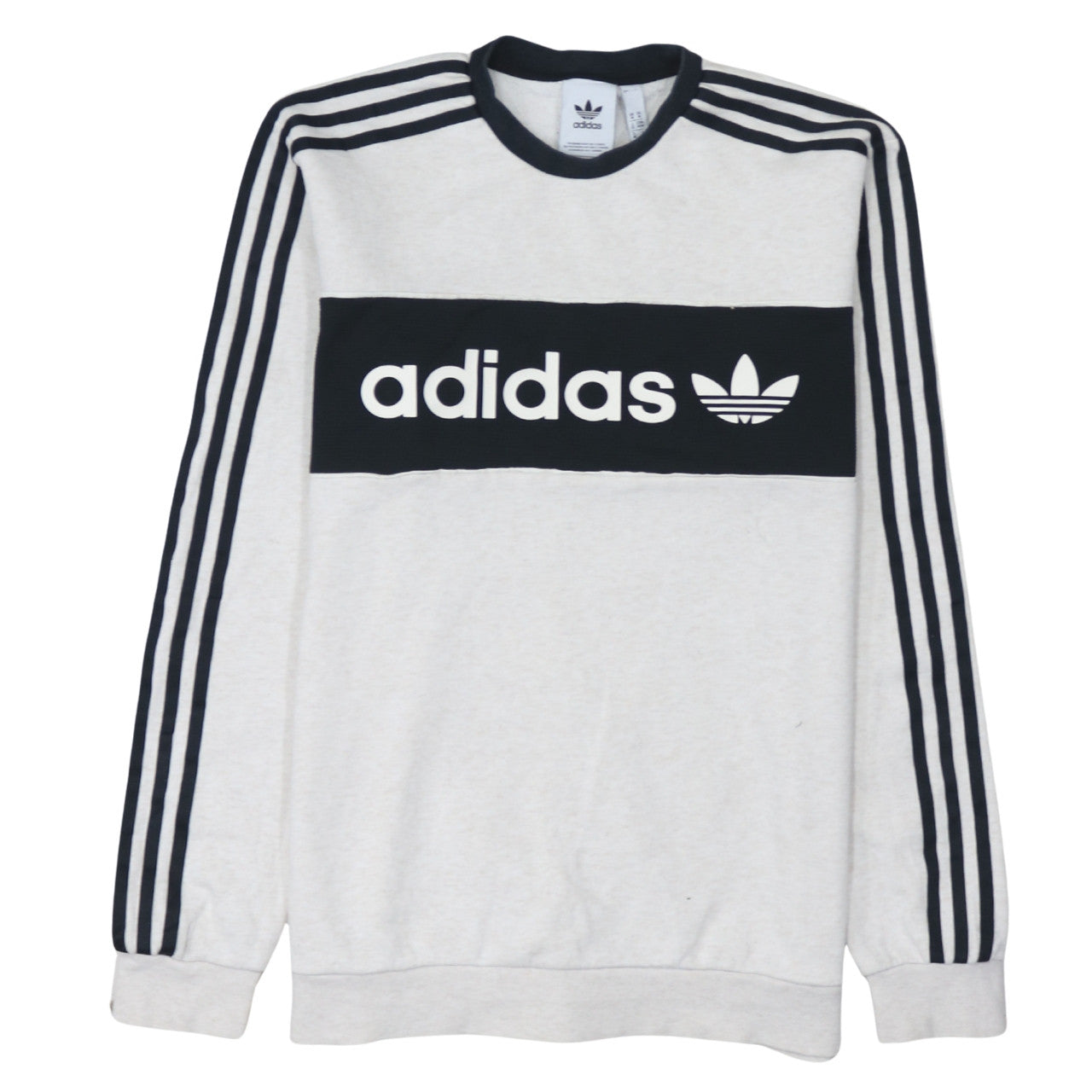 adidas Mens Grey Crew Neck Pullover Sweatshirt M Logo Sportswear