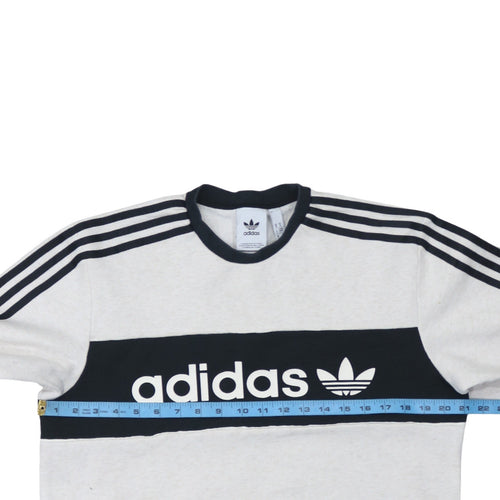 adidas Mens Grey Crew Neck Pullover Sweatshirt M Logo Sportswear