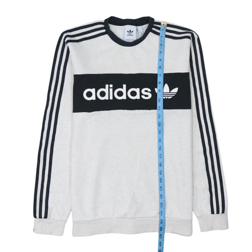 adidas Mens Grey Crew Neck Pullover Sweatshirt M Logo Sportswear