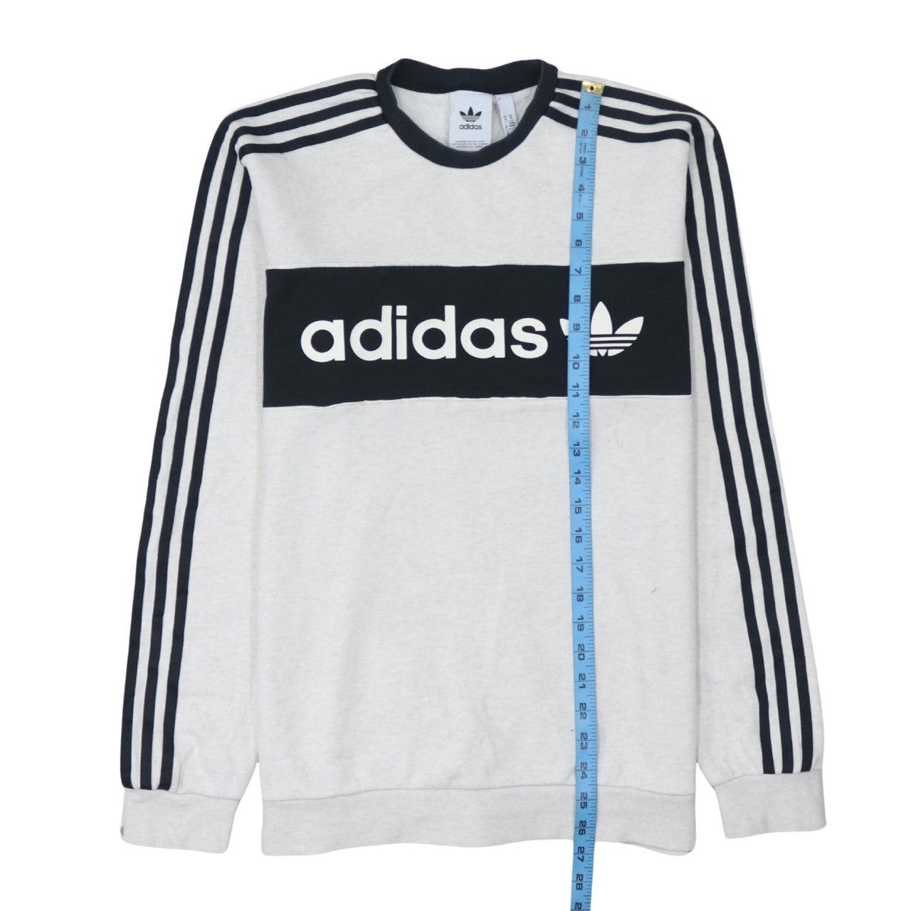 adidas Mens Grey Crew Neck Pullover Sweatshirt M Logo Sportswear