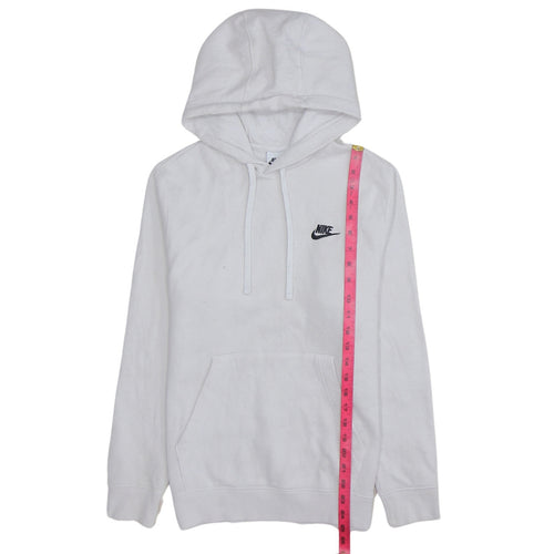 Nike Men's White Pullover Hoodie S Logo Fleece Sweatshirt