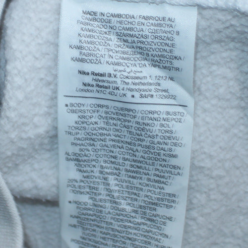 Nike Men's White Pullover Hoodie S Logo Fleece Sweatshirt