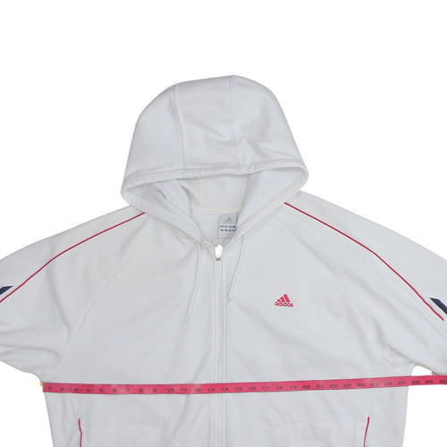 Adidas Men’s White 2XL Full Zip Hoodie with Logo Stripes