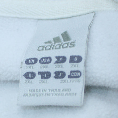 Adidas Men’s White 2XL Full Zip Hoodie with Logo Stripes