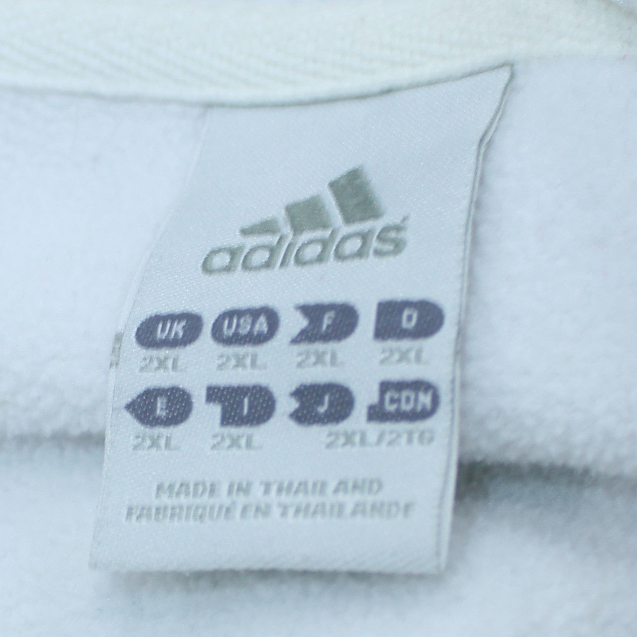 Adidas Men’s White 2XL Full Zip Hoodie with Logo Stripes