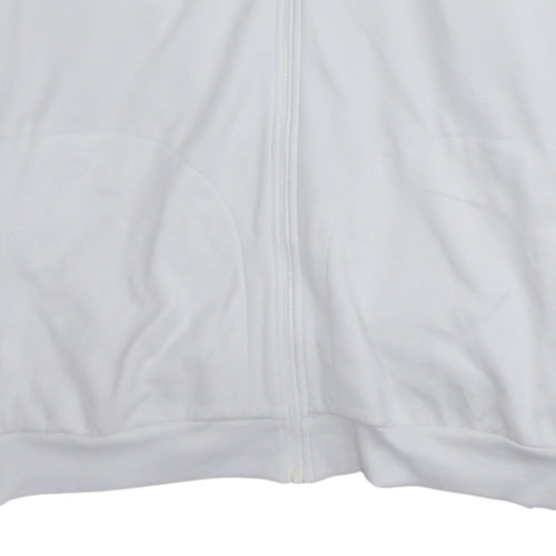 Adidas Men’s White 2XL Full Zip Hoodie with Logo Stripes