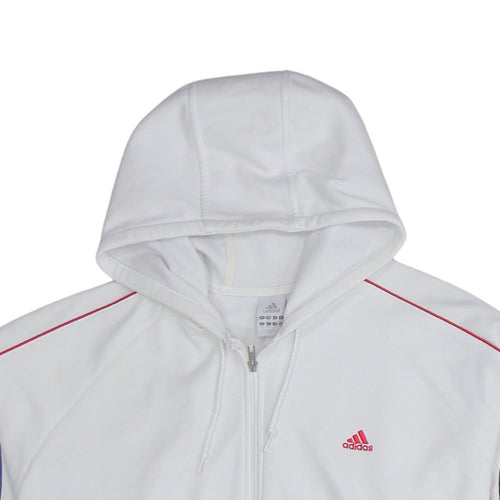 Adidas Men’s White 2XL Full Zip Hoodie with Logo Stripes