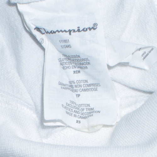 Champion Women's White XS Full Zip Hoodie Cotton Logo Sweatshirt