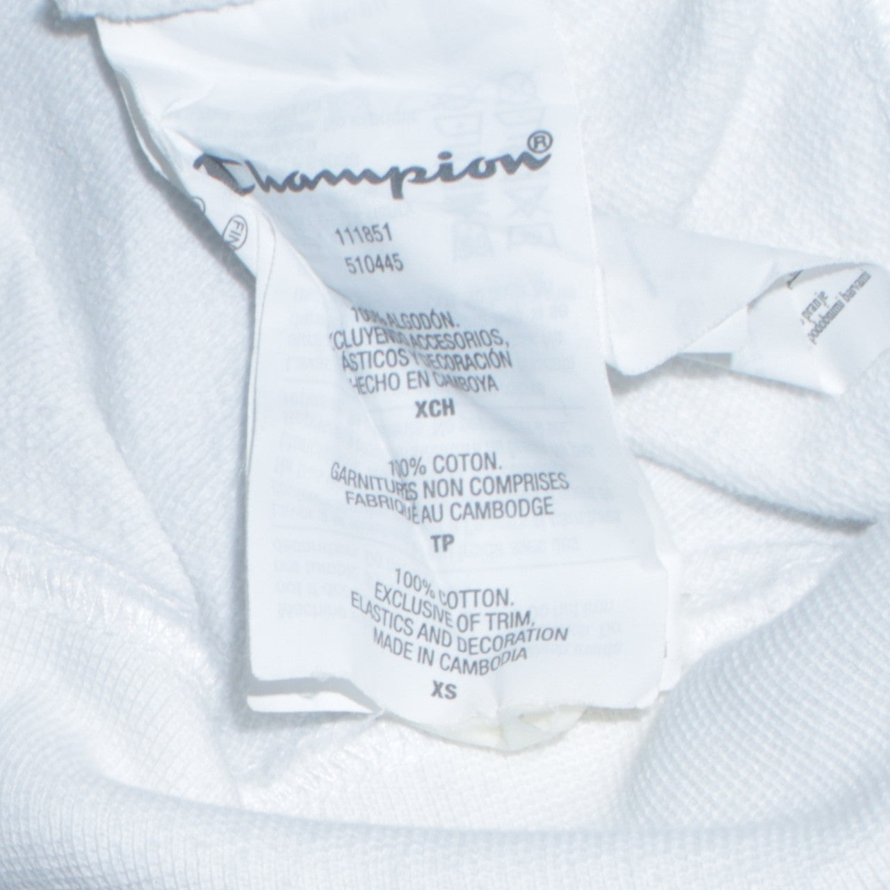 Champion Women's White XS Full Zip Hoodie Cotton Logo Sweatshirt