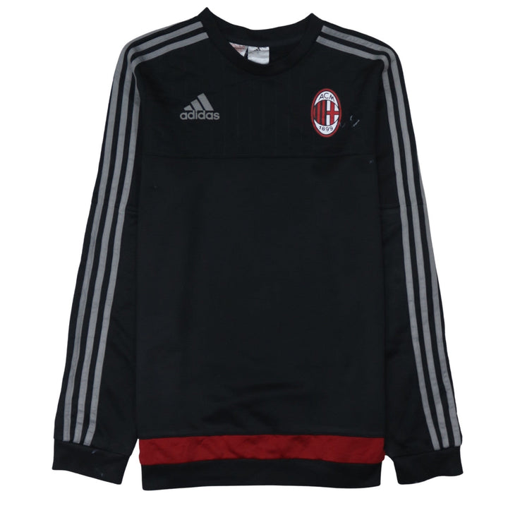 Adidas Boys Black AC Milan Football Sweatshirt 15-16 Years Pullover Top