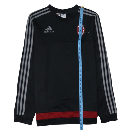 Adidas Boys Black AC Milan Football Sweatshirt 15-16 Years Pullover Top