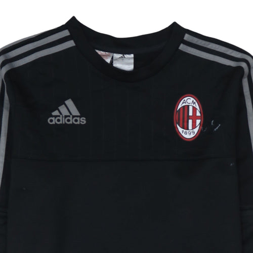 Adidas Boys Black AC Milan Football Sweatshirt 15-16 Years Pullover Top