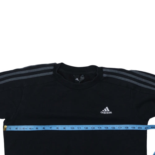 Adidas Men's Black Small Crew Neck Pullover Sweatshirt
