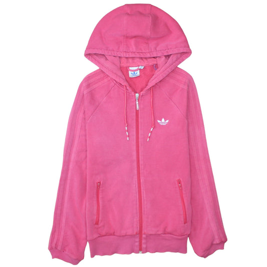 Adidas Womens Pink Full Zip Hoodie Sweatshirt Size M Cotton Blend
