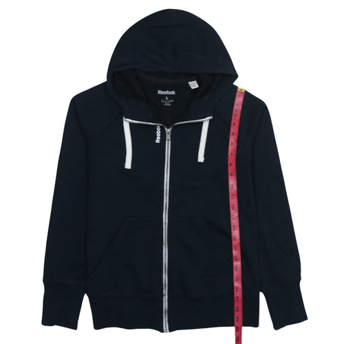 Reebok Women's Black Full Zip Hoodie Size L Cotton Blend