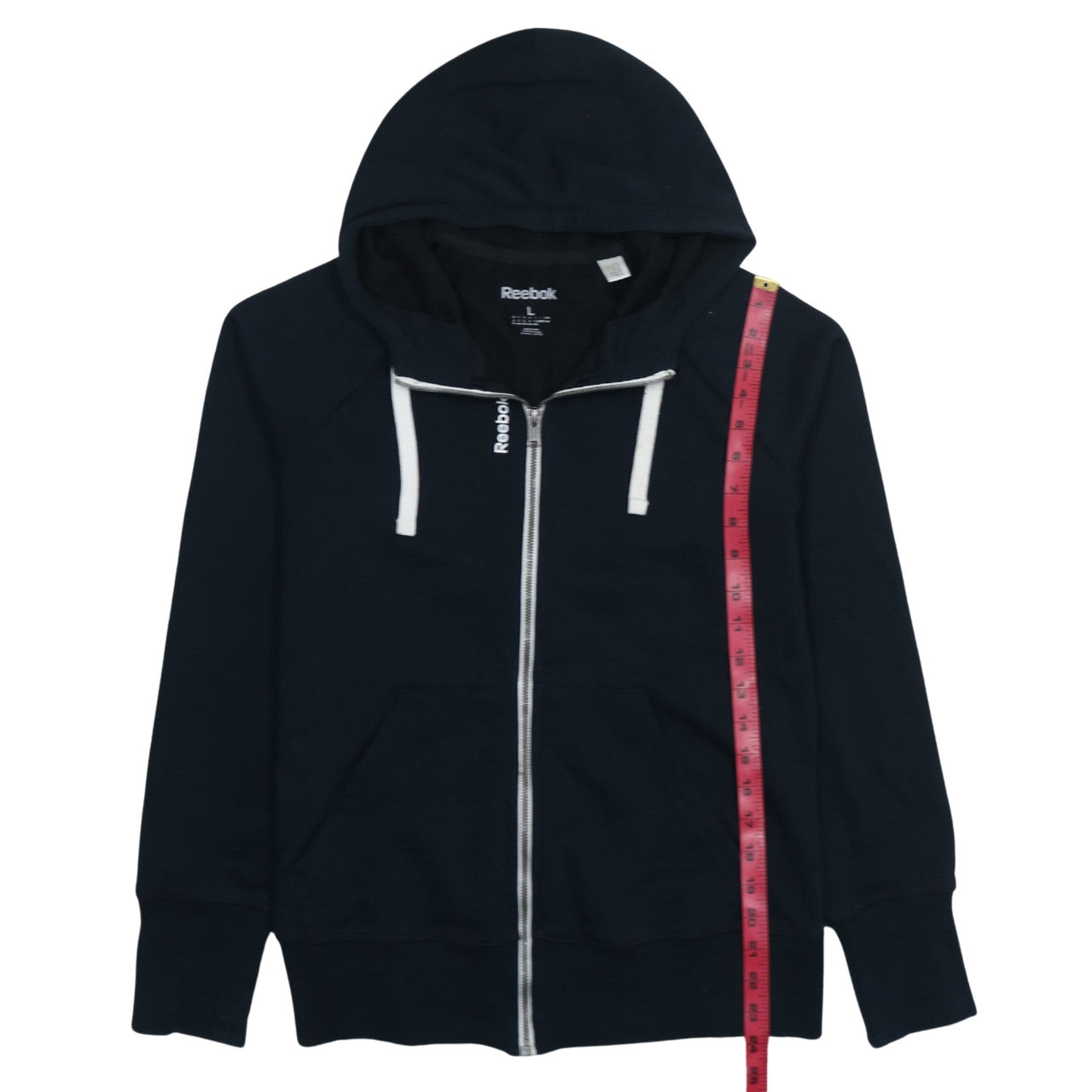 Reebok Women's Black Full Zip Hoodie Size L Cotton Blend