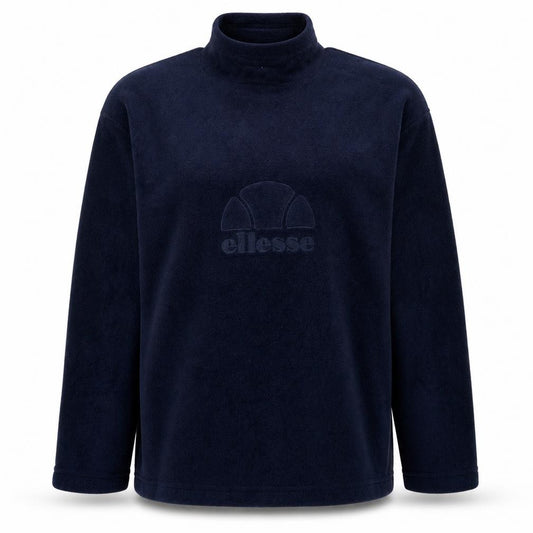 Front view of Ellesse women’s navy blue fleece pullover sweatshirt, size S
