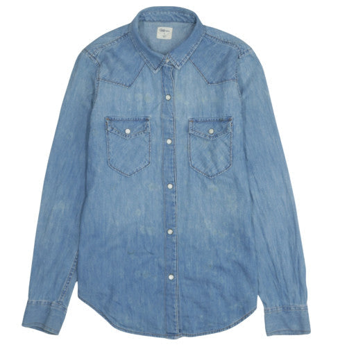 Gap Women Blue Denim Button-Up Long Sleeve Shirt Size S
