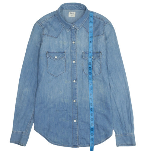 Gap Women Blue Denim Button-Up Long Sleeve Shirt Size S