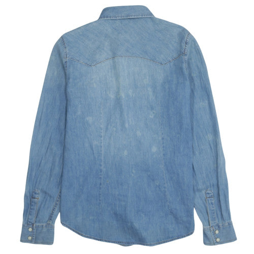 Gap Women Blue Denim Button-Up Long Sleeve Shirt Size S