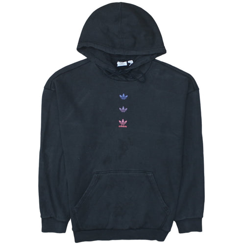 Adidas Womens Black Pullover Hoodie Size 8 Cotton Logo Graphic
