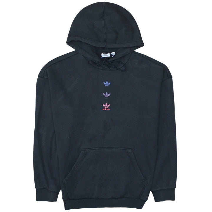 Adidas Womens Black Pullover Hoodie Size 8 Cotton Logo Graphic