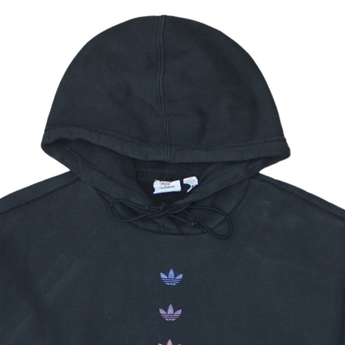 Adidas Womens Black Pullover Hoodie Size 8 Cotton Logo Graphic