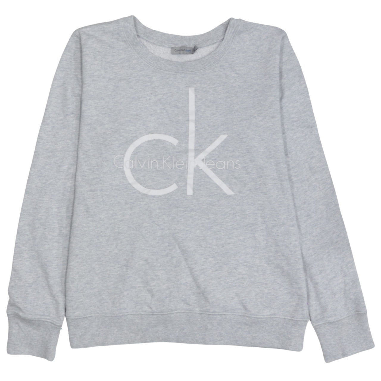 Calvin Klein Jeans Women Grey Logo Crew Neck Sweatshirt L